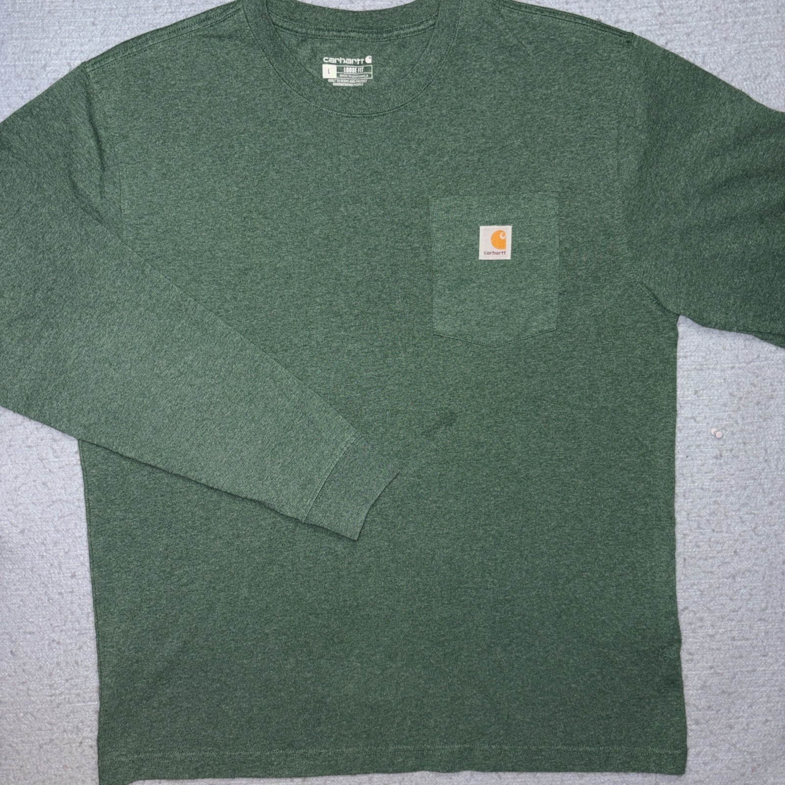 Carhartt Long Sleeve Logo T shirt Men’s Large Loose Fit K231 Green