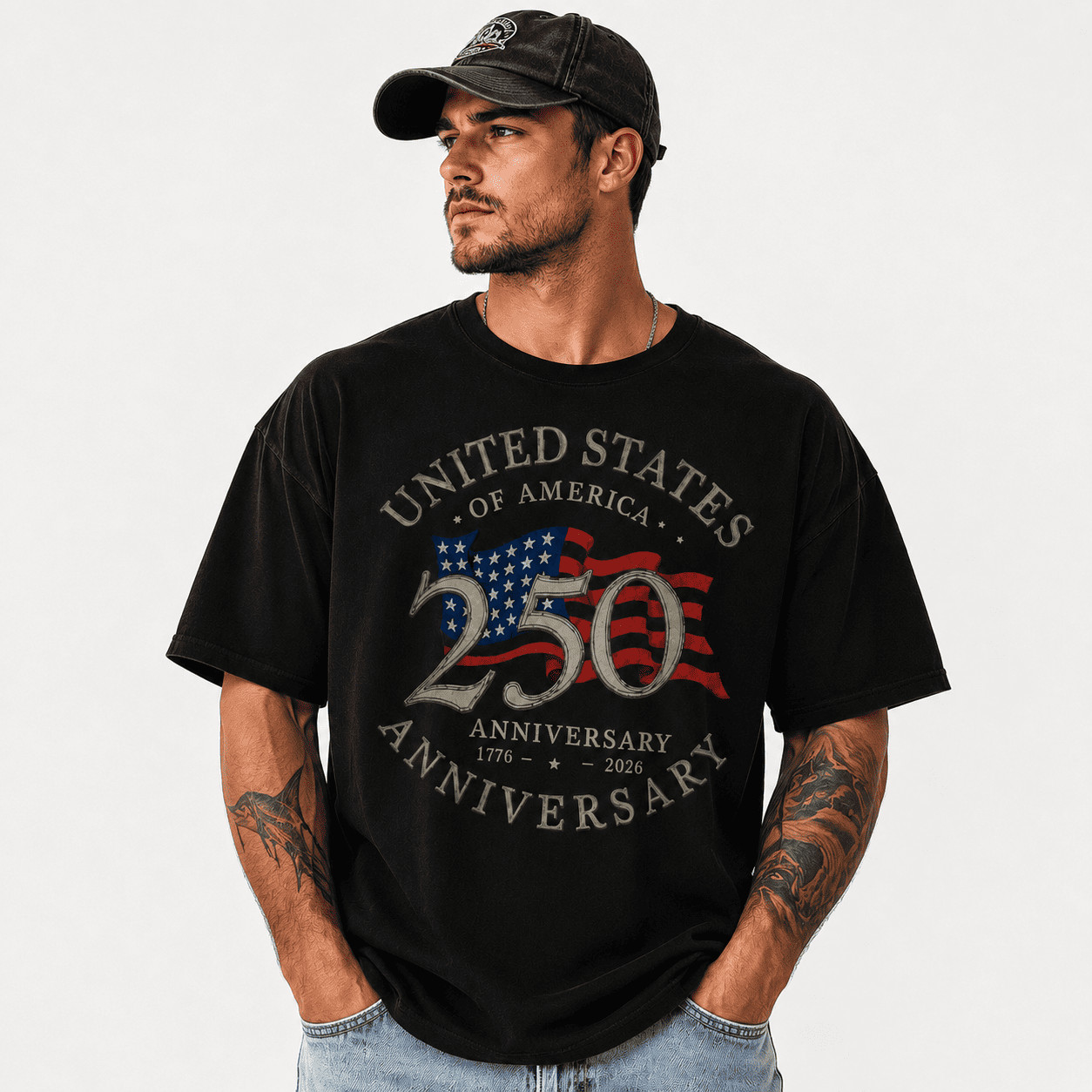 USA 250th Anniversary T Shirt 1776 2026 Flag Heritage Patriotic Graphic Tee