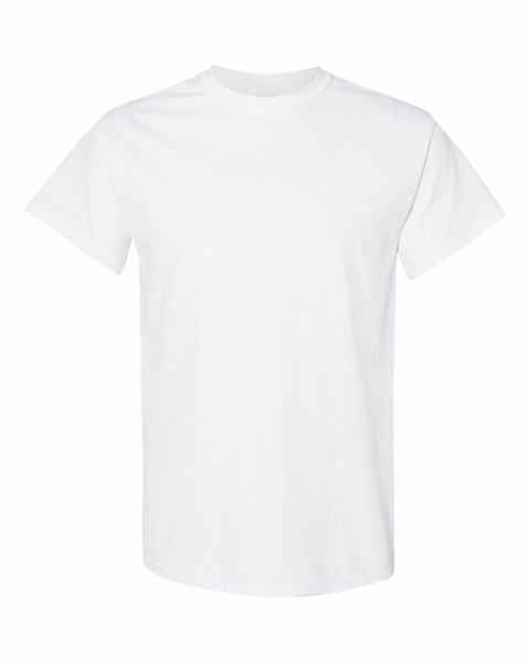 G5000 Gildan Short-Sleeve White T-Shirt Heavy Cotton 5.3oz (W/Tearaway Label) G3