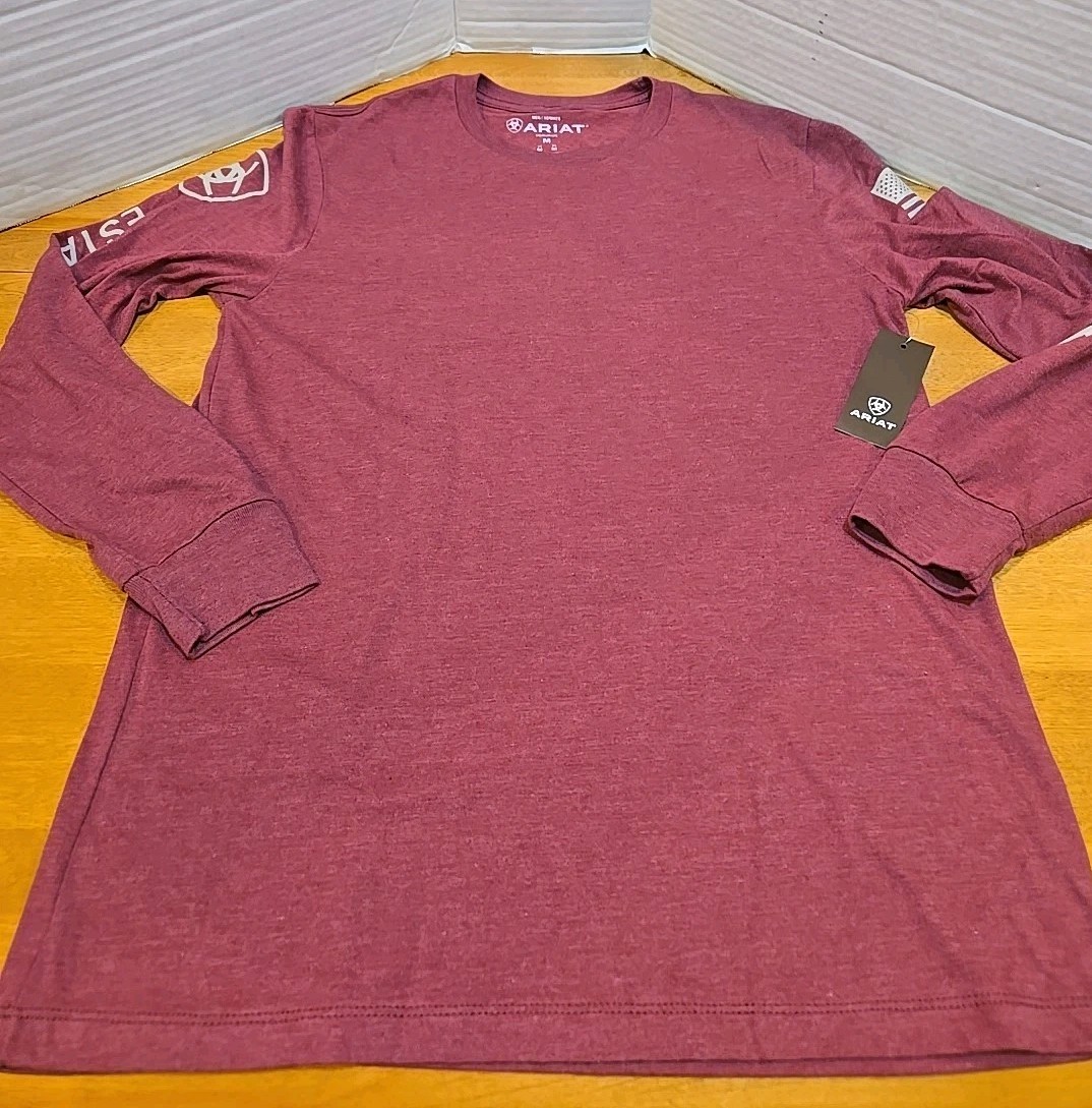 Ariat Elevated LS T-shirt Men’s M Double-Sided Est 1993 Flag USA Outdoor