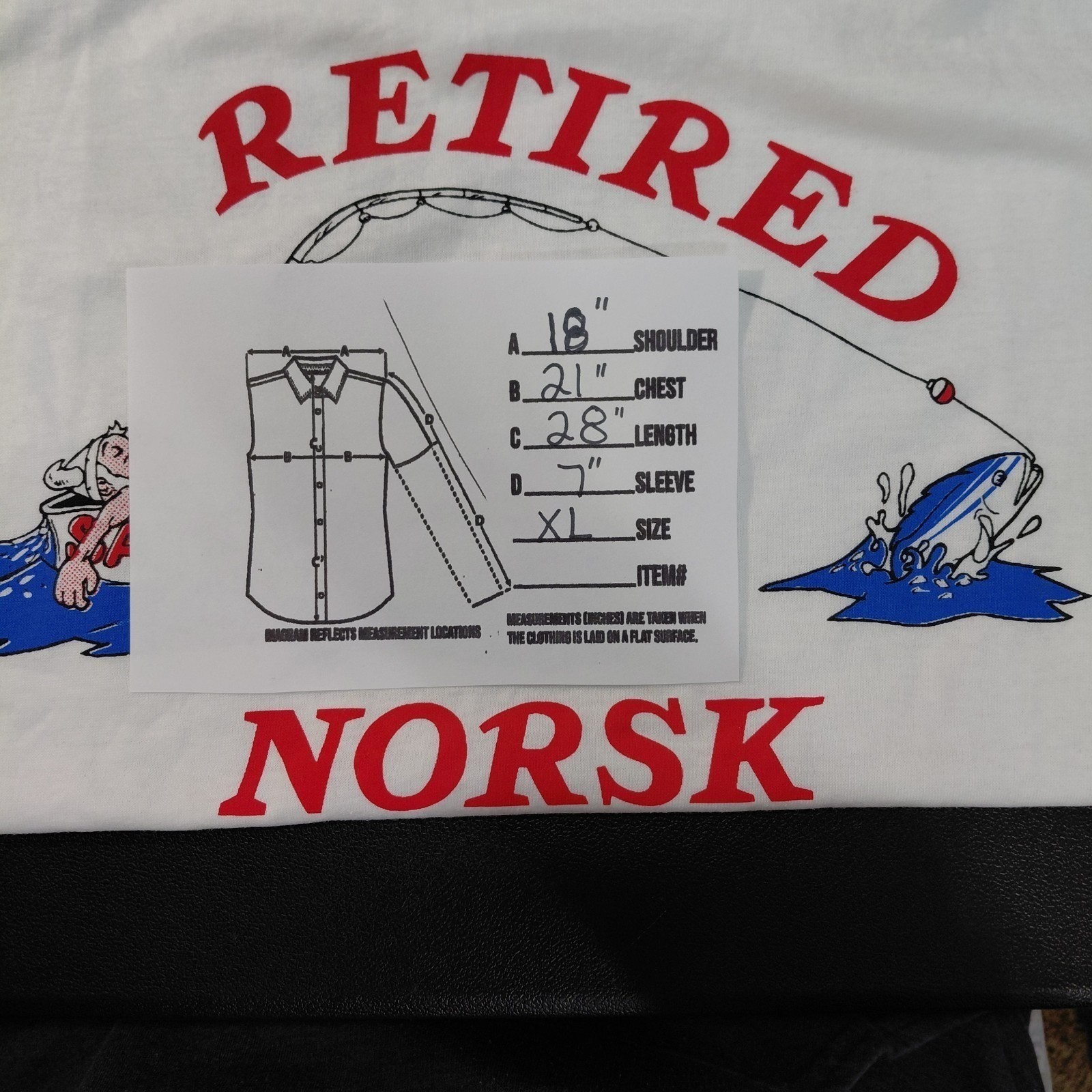Vintage XL Screen Stars T Shirt Fishing Single Stitch Retired NORSK Cartoon USA