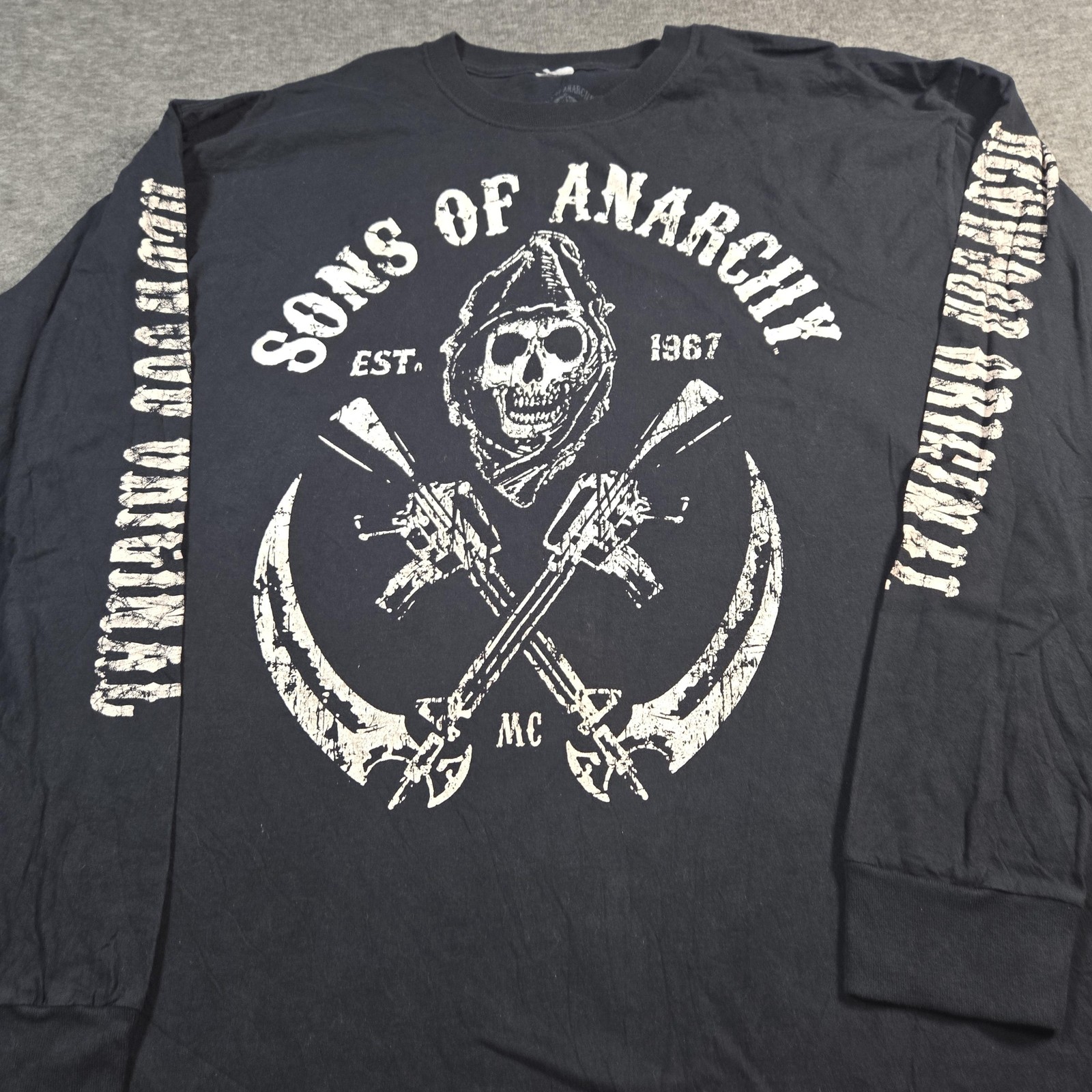 Sons Of Anarchy Shirt Mens 2XL Black Long Sleeve Redwood Original Reaper Graphic