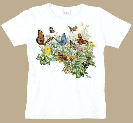 ATLAS SCREEN PRINTING Butterfly Garden Ladies Scoop Neck T-shirt -XL WC124NXL