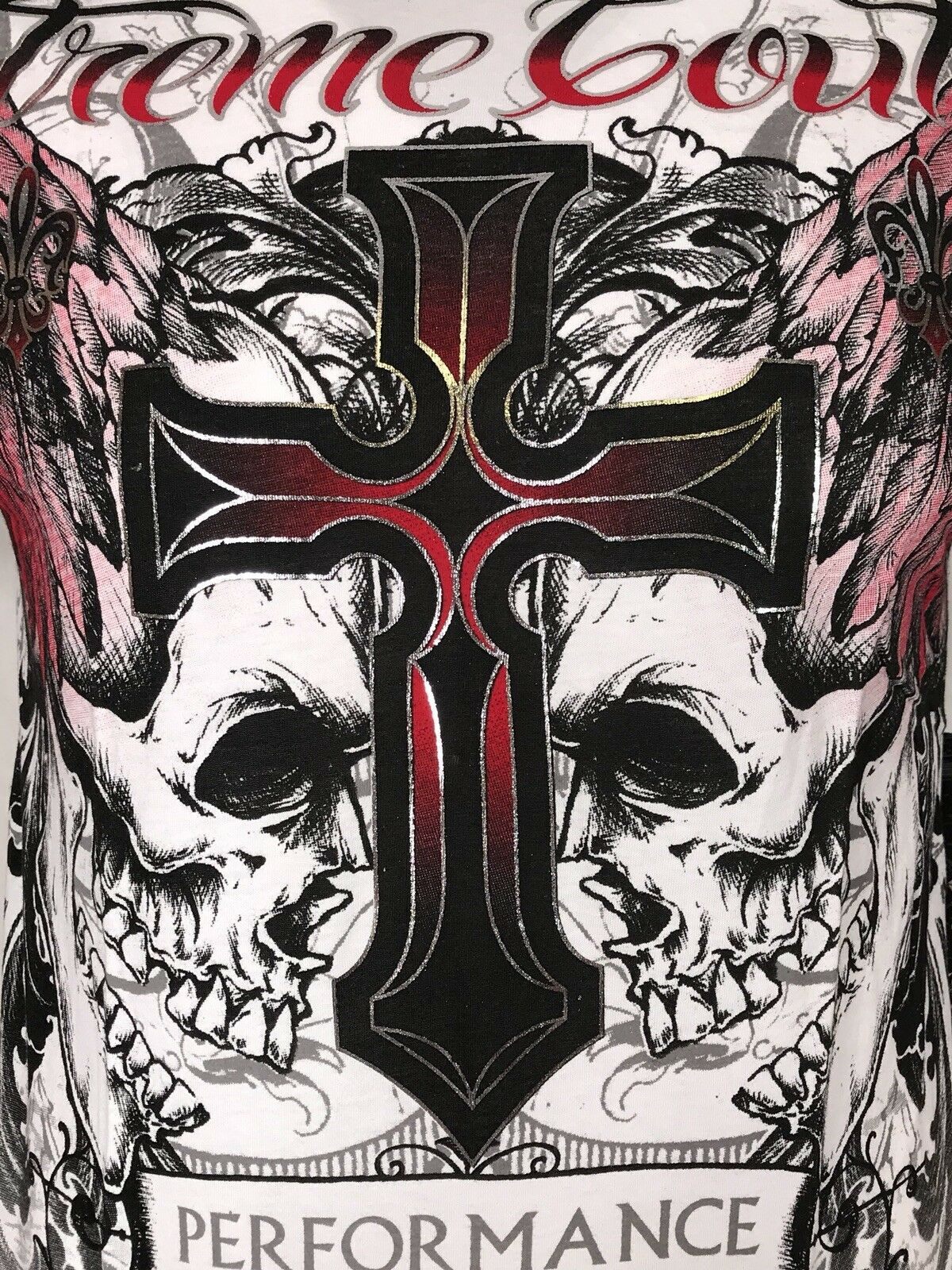 Xtreme Couture By Affliction Men’s T-shirt Carnivore Skulls Biker White S-4XL