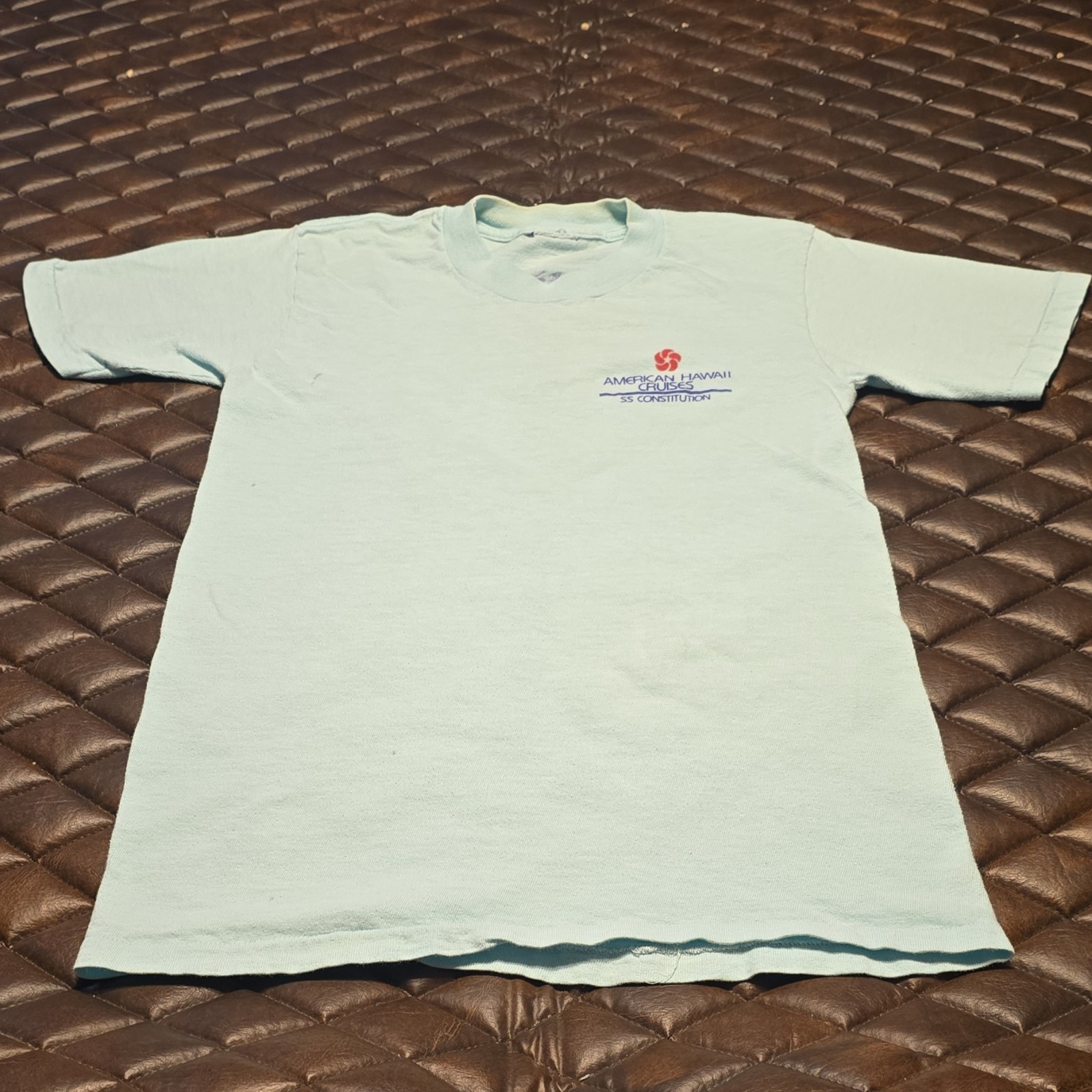 💫 RARE VTG 🦄 American Hawaii Cruises S.S. Constitution Men’s Blue Tee – Sz S