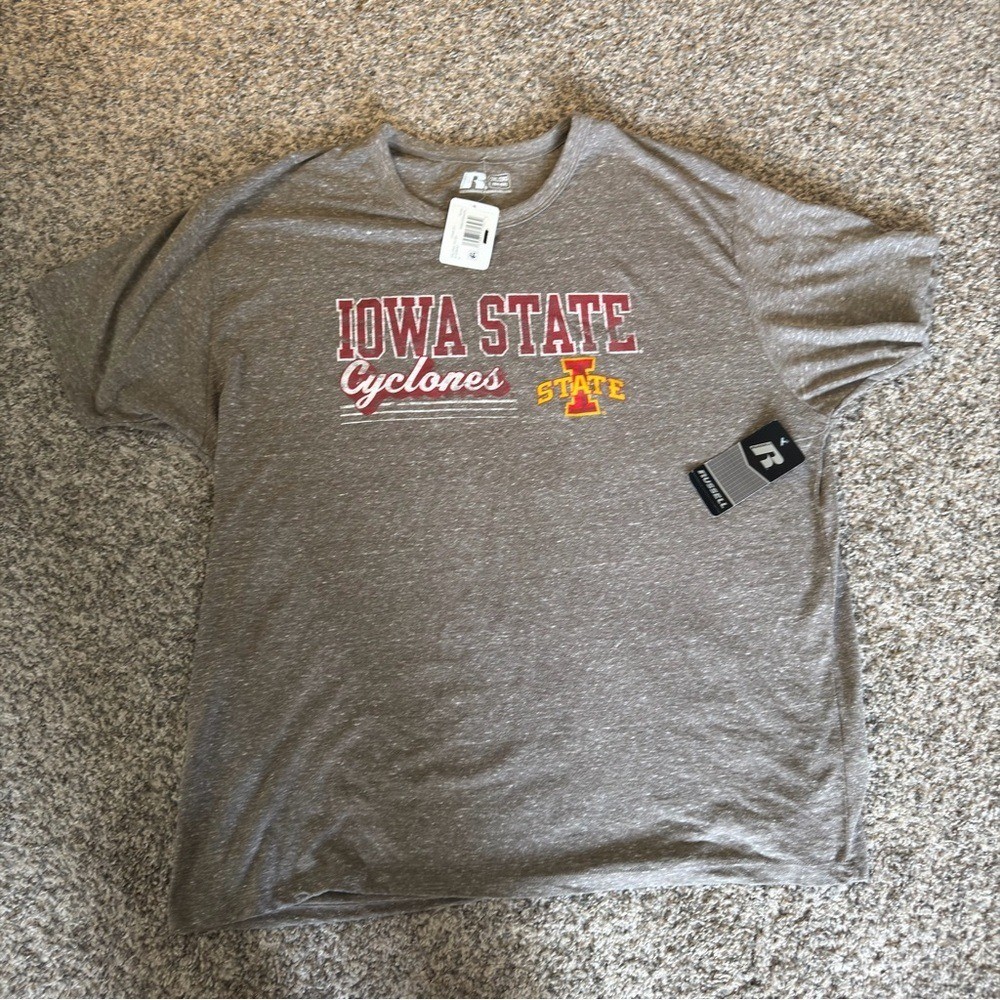 Russell Athletic Iowa State Cyclones Heather Gray Tee with Red and Gold Logo