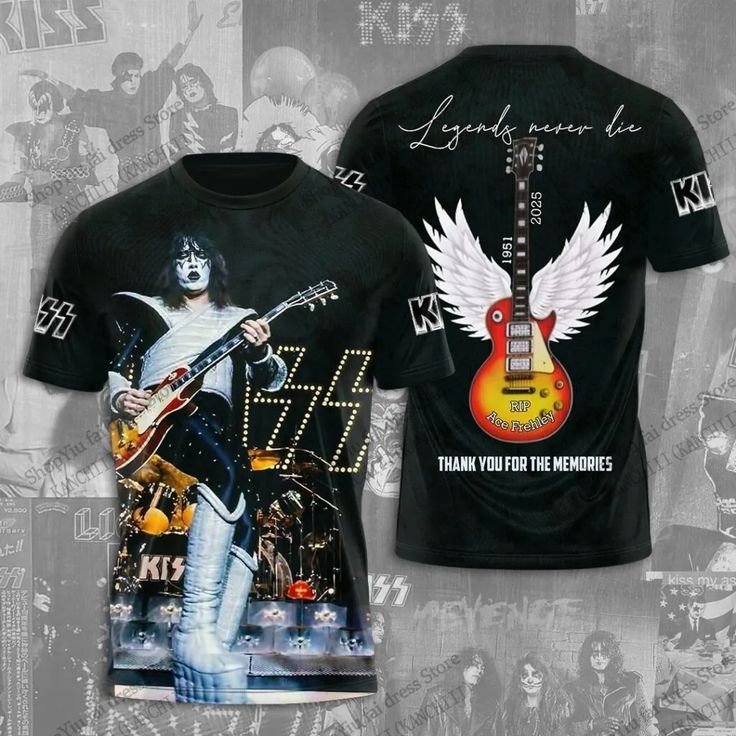 Rock Band Ace Frehley KISS Album 3D Print T-shirt Gift BL918