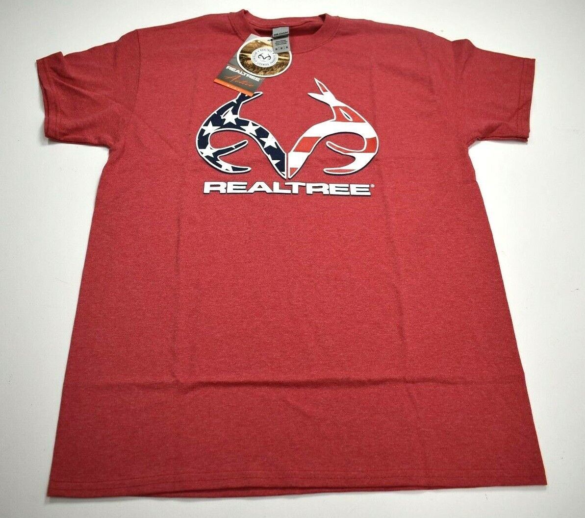 Realtree Mens Short Sleeve Crew Neck Active Tee Shirt Buckhorn Logo Front