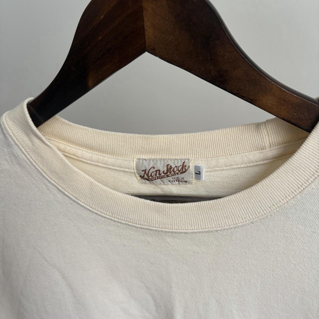 Non Stock MFG Retro Cream Faded Vintage Style Blank Classic Tee