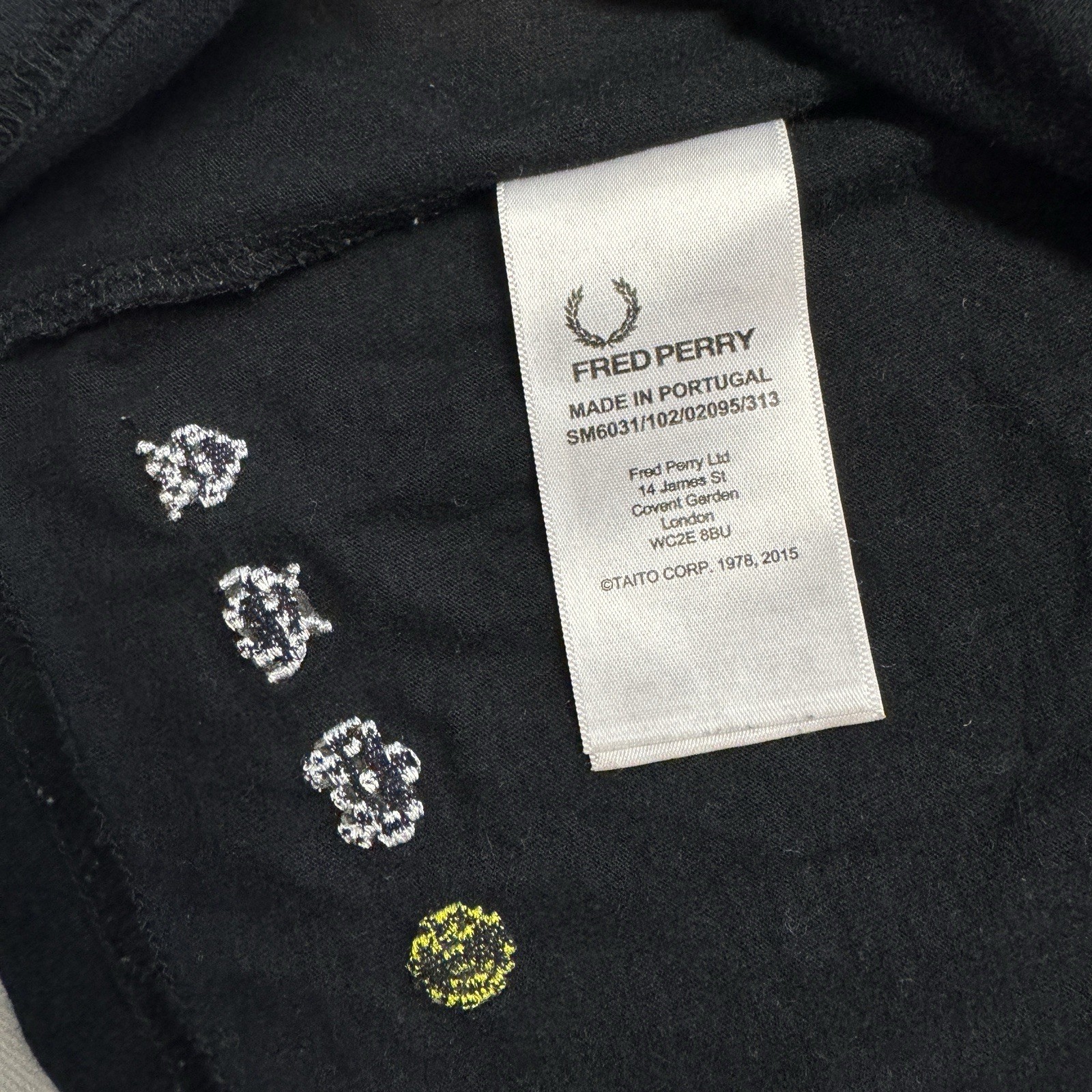 Fred Perry X Space Invaders T-Shirt Fitted Medium Scarce T-Shirt Vintage style