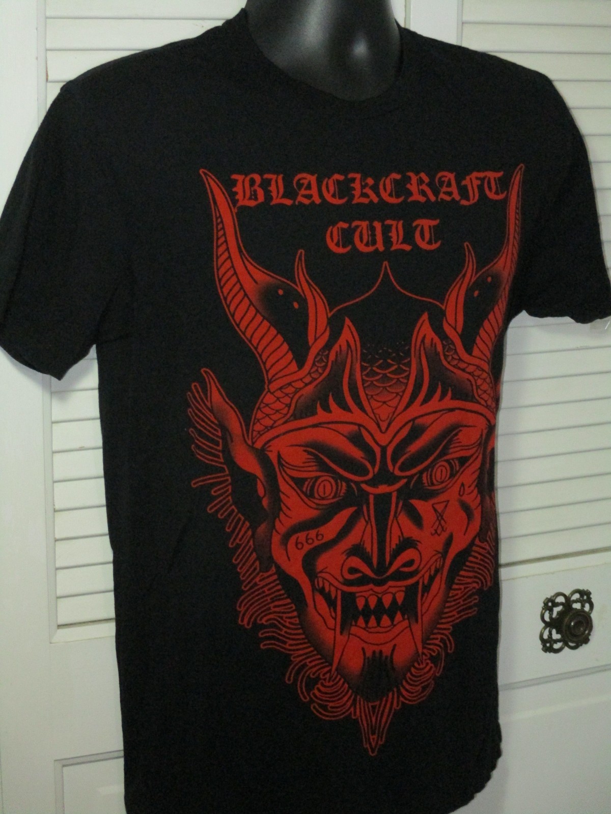 Black Craft Cult Horned Devil Black Graphic Goth T-Shirt Men’s M