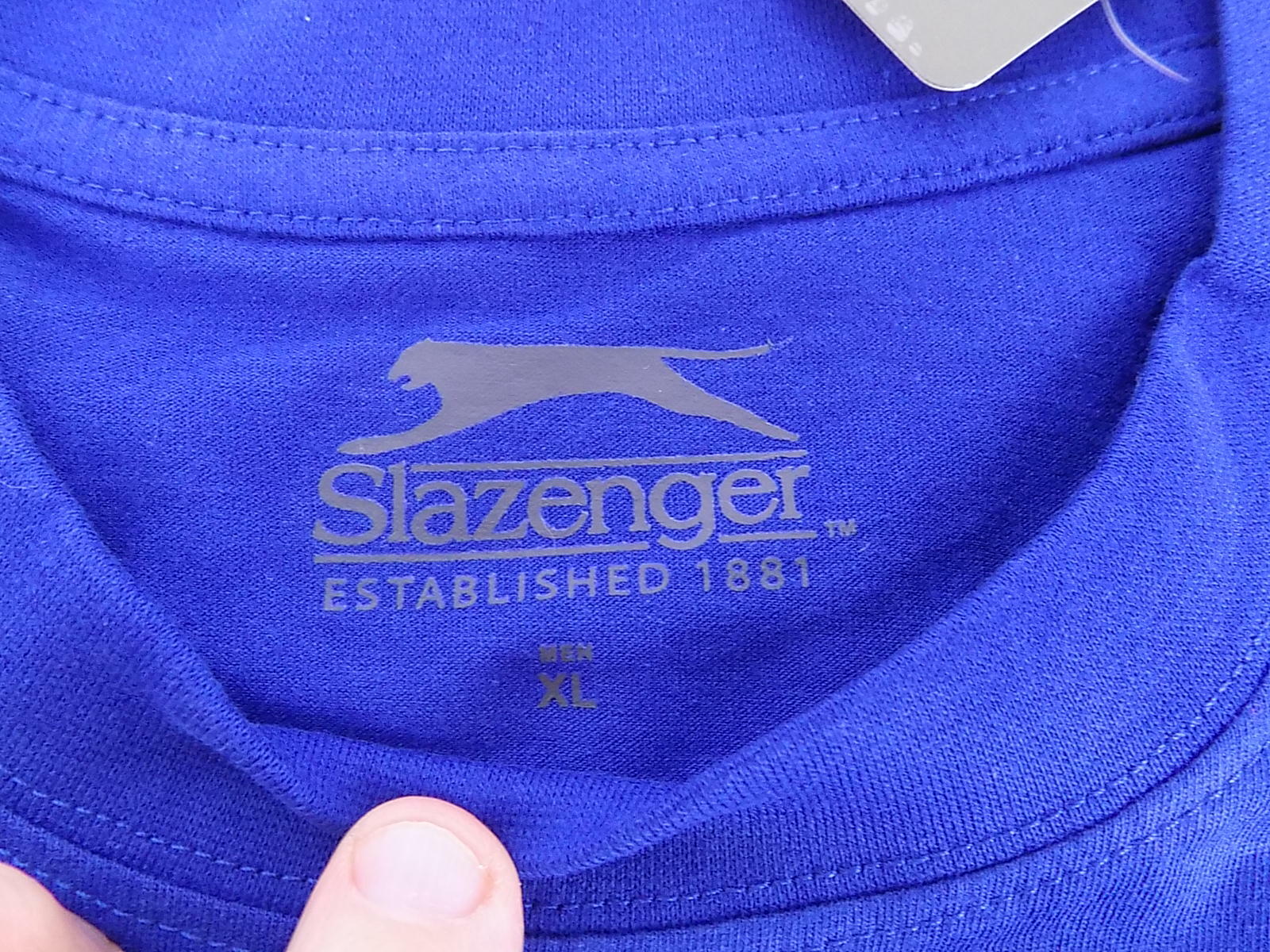 Slazenger Soccer (Football) T-Shirt XL, new, cotton, blue, Goal! 43.5″ chest