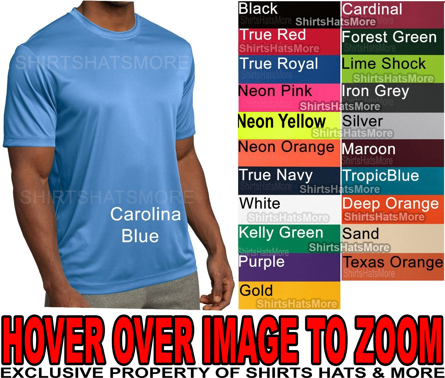 Mens T-Shirt Moisture Wicking Performance Work Out Athletic XS-4X NEW 19 COLORS