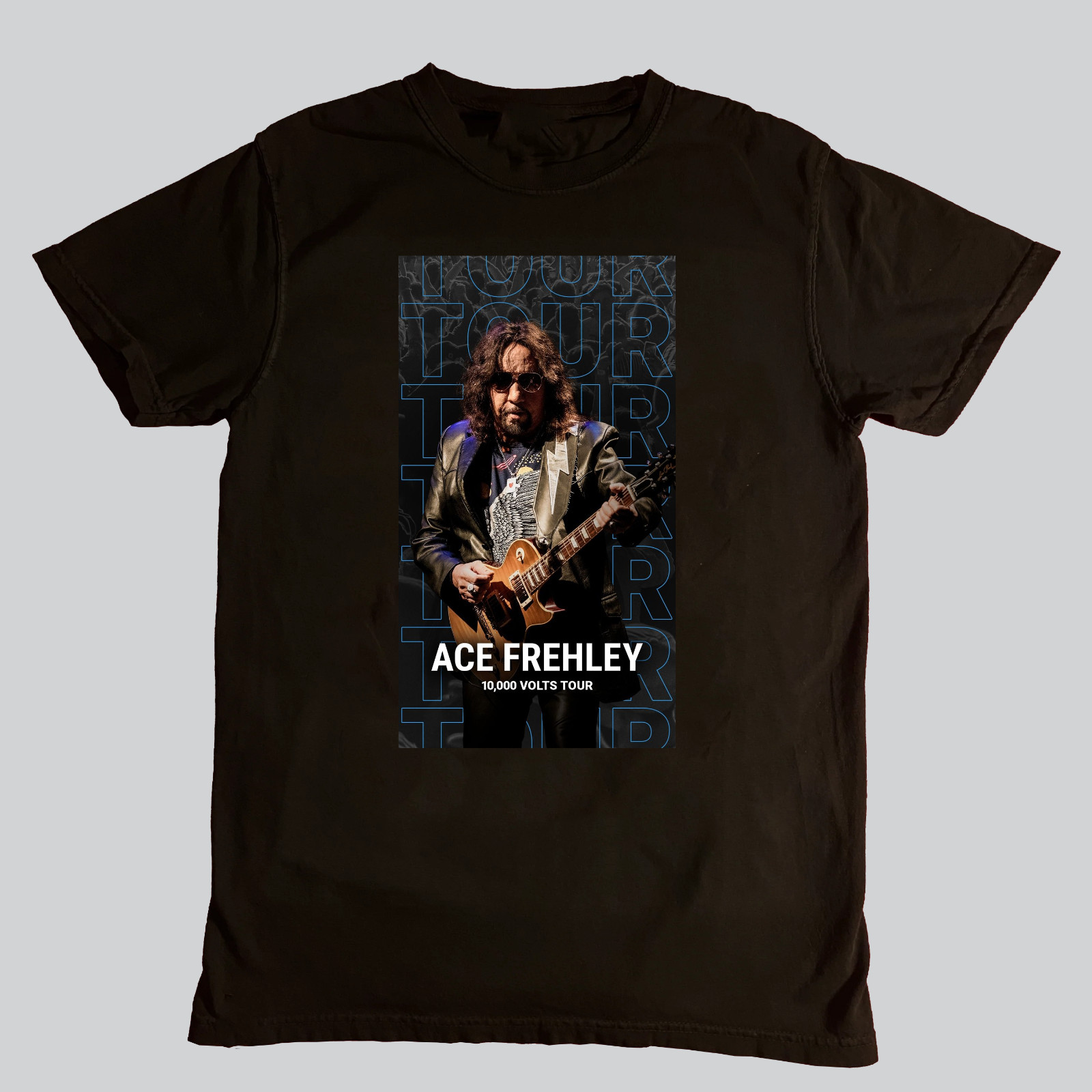 Rare Ace Frehley 10,000 Volts Black Shirt Unisex Concert S-5XL Reprint TU592