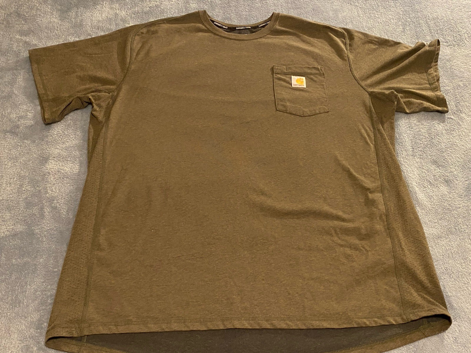 Carhartt Force Relaxed Fit Green Knit Cotton Blend Pocket Logo Men’s 2XL T-Shirt