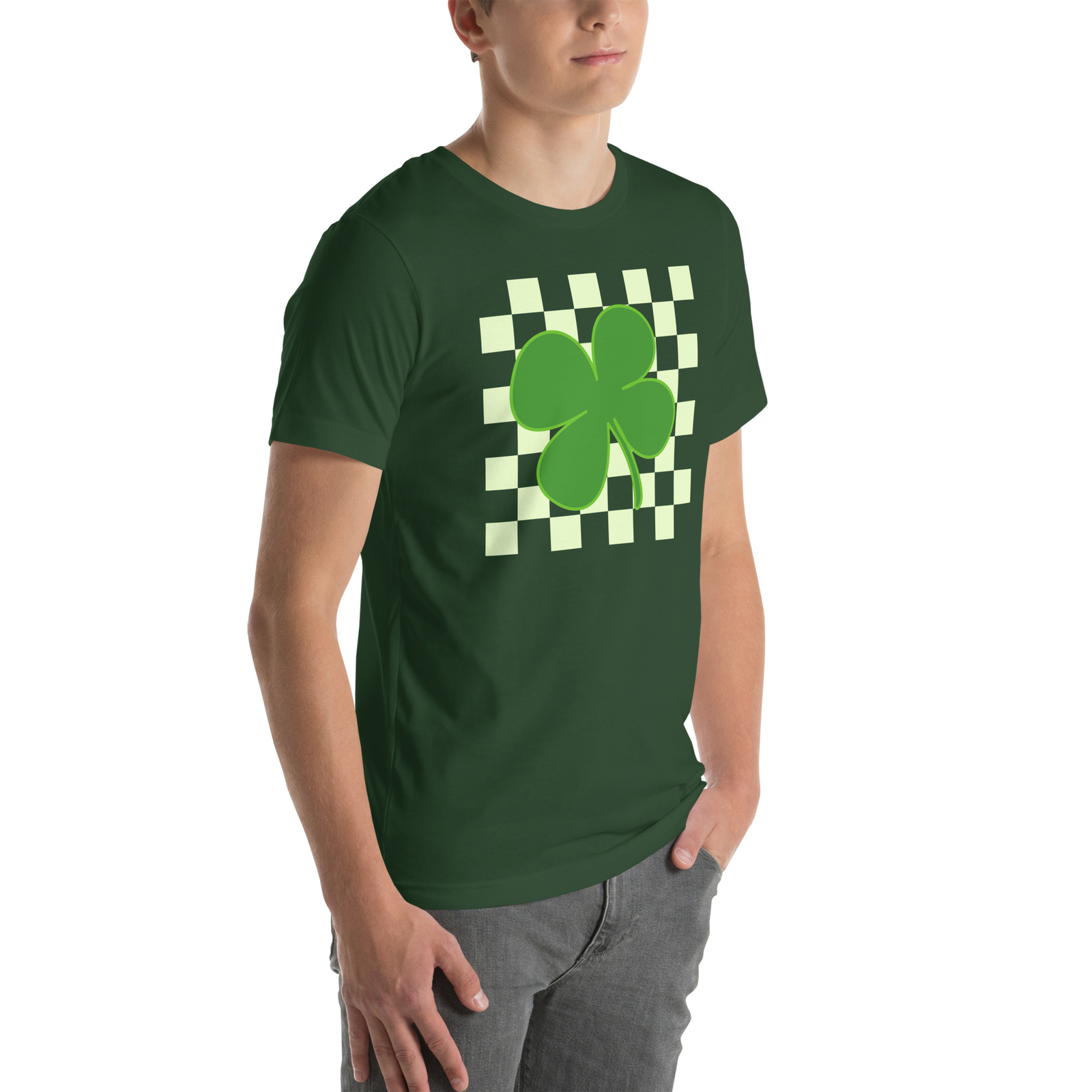 Checkered Clover St. Patrick’s Day Vintage Unisex t-shirt S,M,L,XL,2X,3X,4X