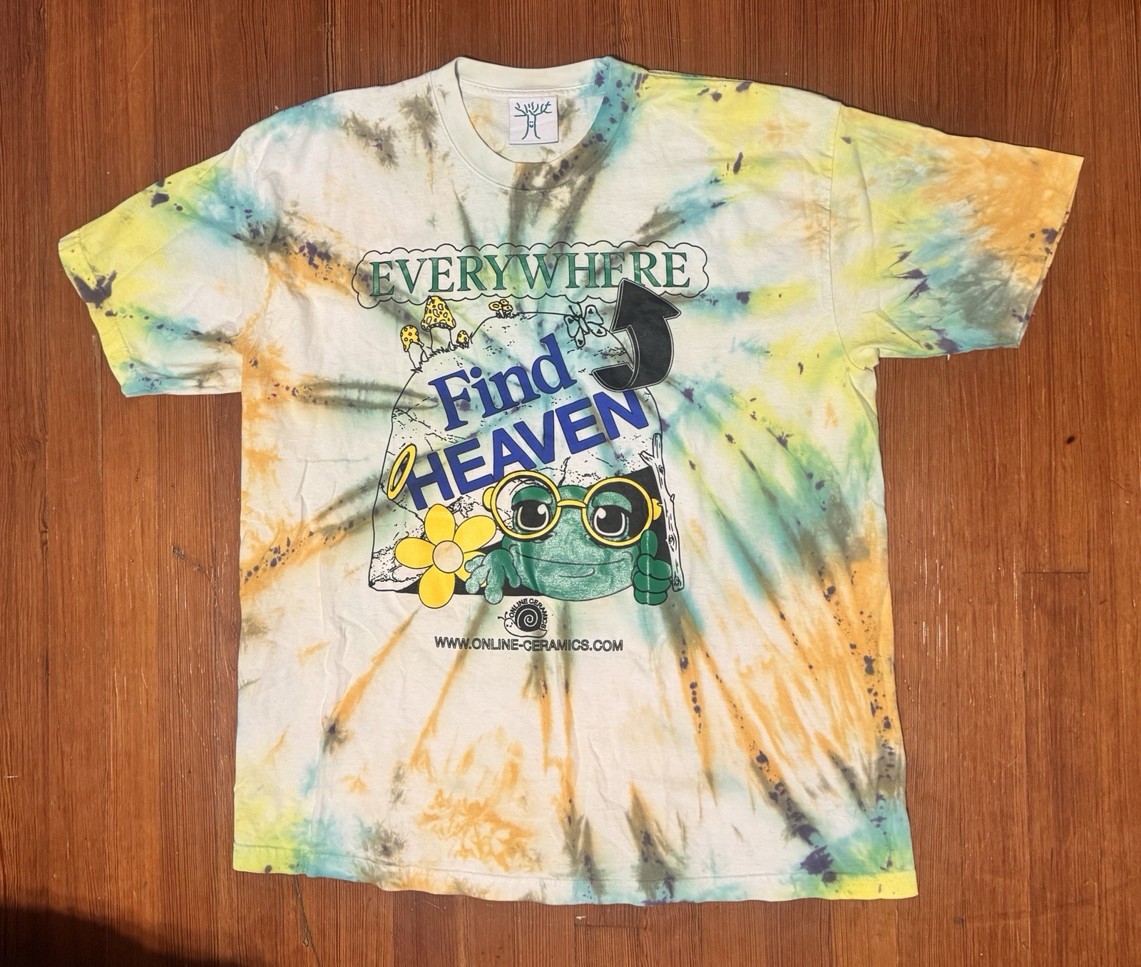 Online Ceramics Tie Dye Find Heaven Everywhere Frog T Shirt XXL OOP Authentic