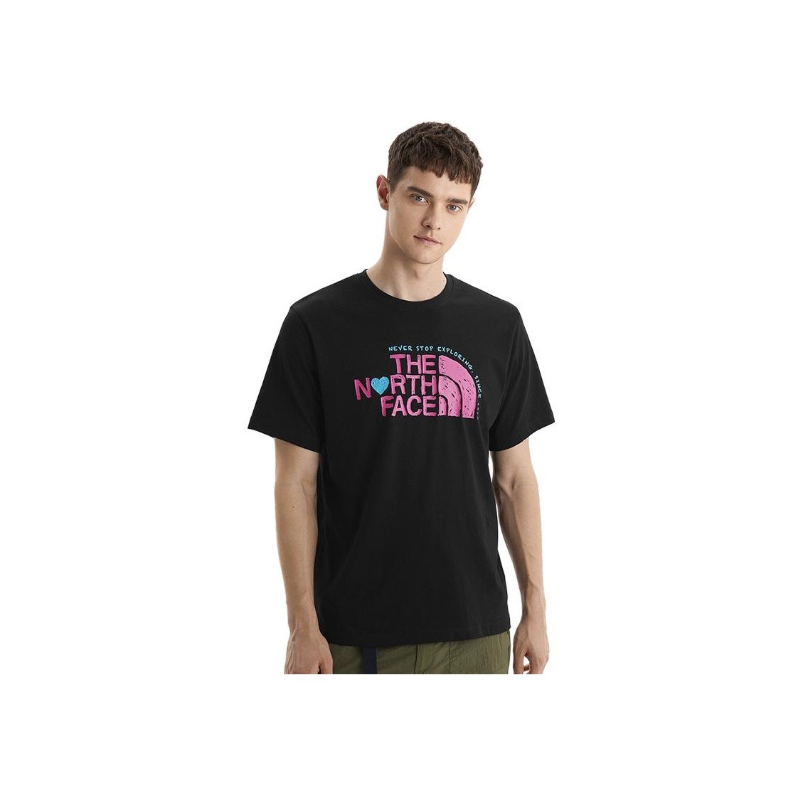 The North Face Heart Series Ss22 Heart Logo Letter Print Solid Color Round Neck