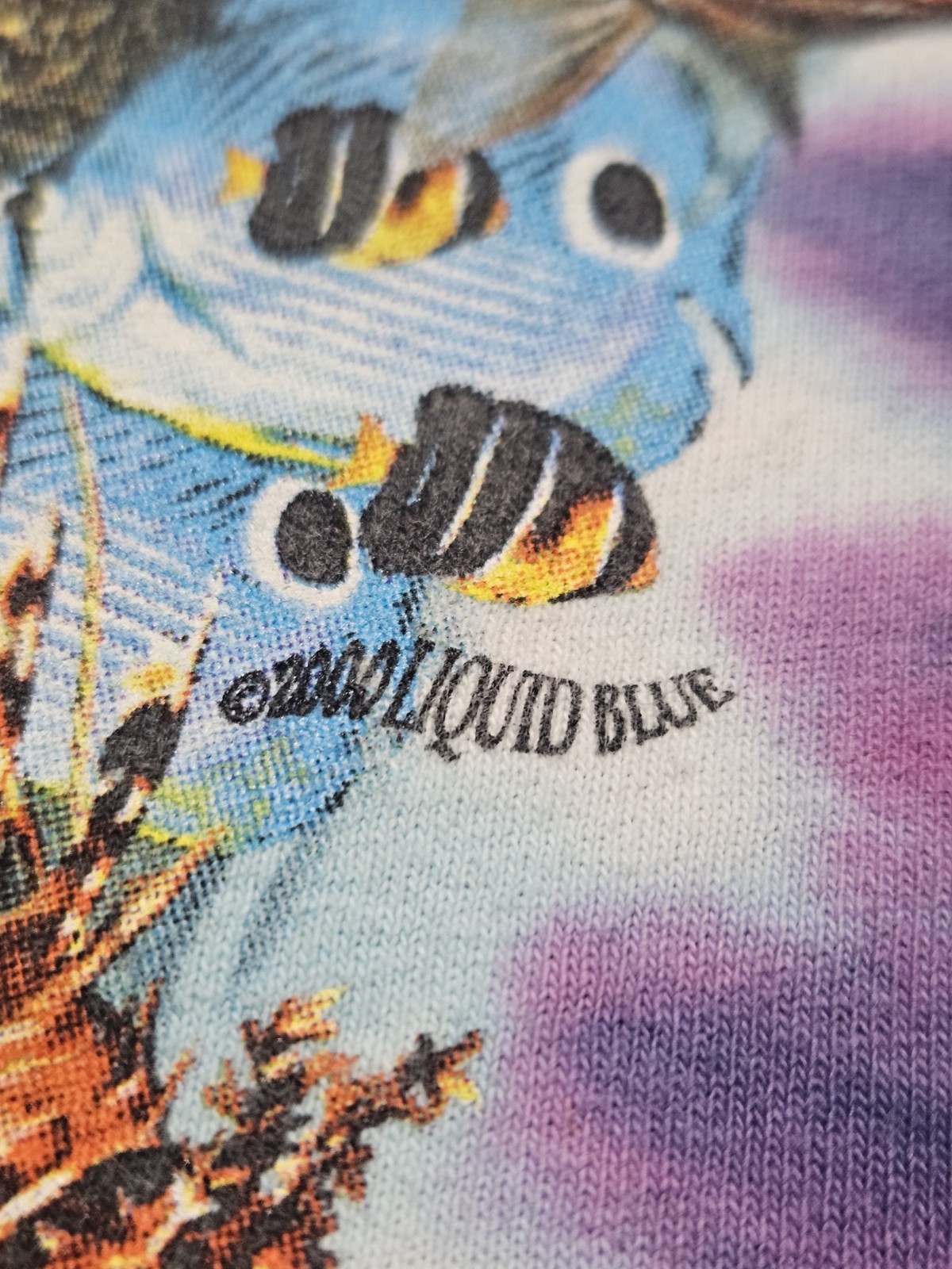 2000 Liquid Blue Y2K Aquatic Sea Life Dolphin Octopus Tie Dye TShirt XL Nature