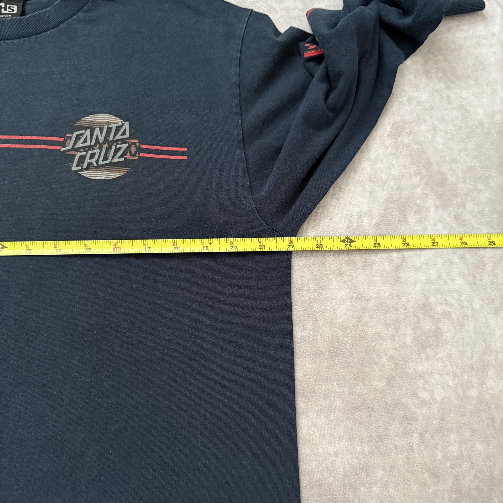 Vintage Santa Cruz Skateboards Shirt Mens L Blue Long Sleeve Stripe Graphic Surf