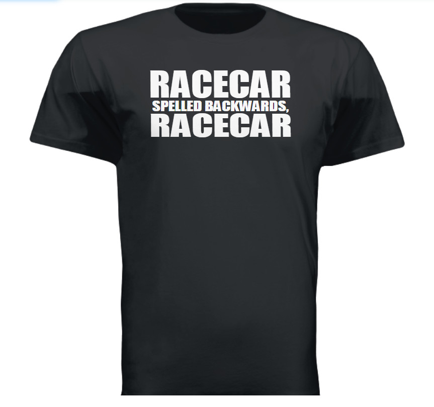 RACECAR SPELLED BACKWARDS CARFUNNY TEE T-SHIRT TSHIRT S to 2XL Gift