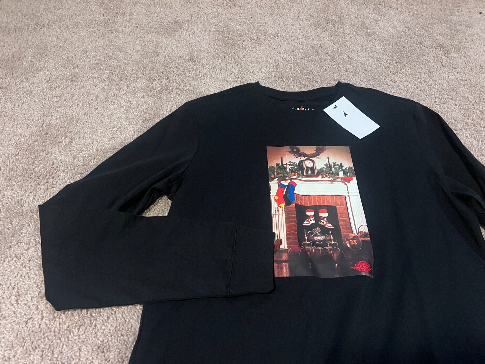 Nike Air Jordan i 1 Santa Claus chimney Christmas long sleeve t shirt white 2XL