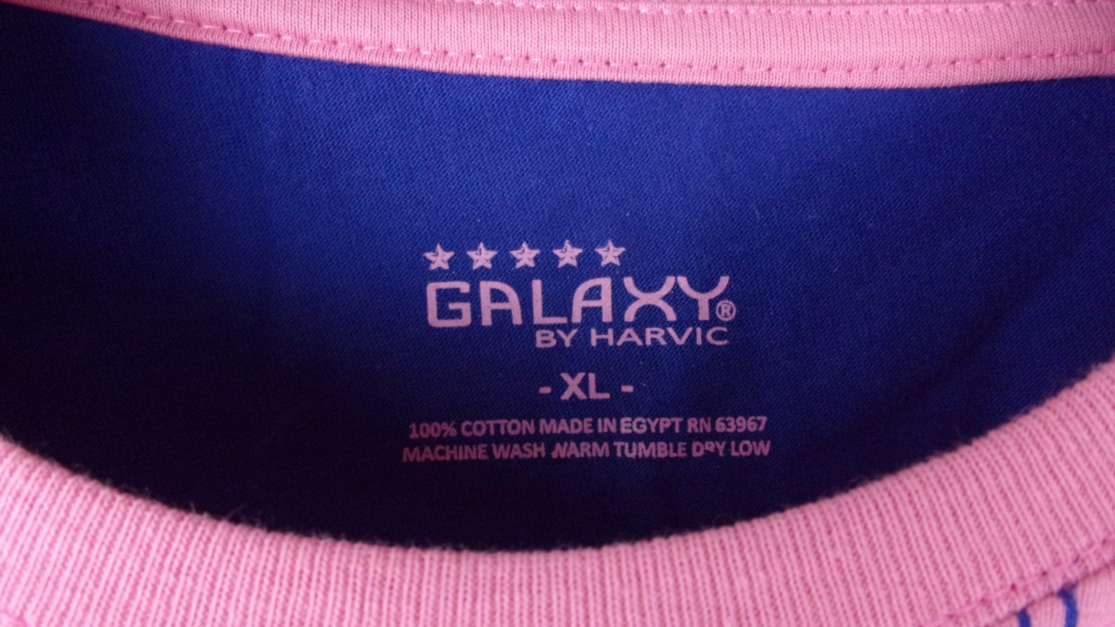 Galaxy Mens (Harvic) Pink/Blue XL Bird Logo Shirt 100% Cotton New