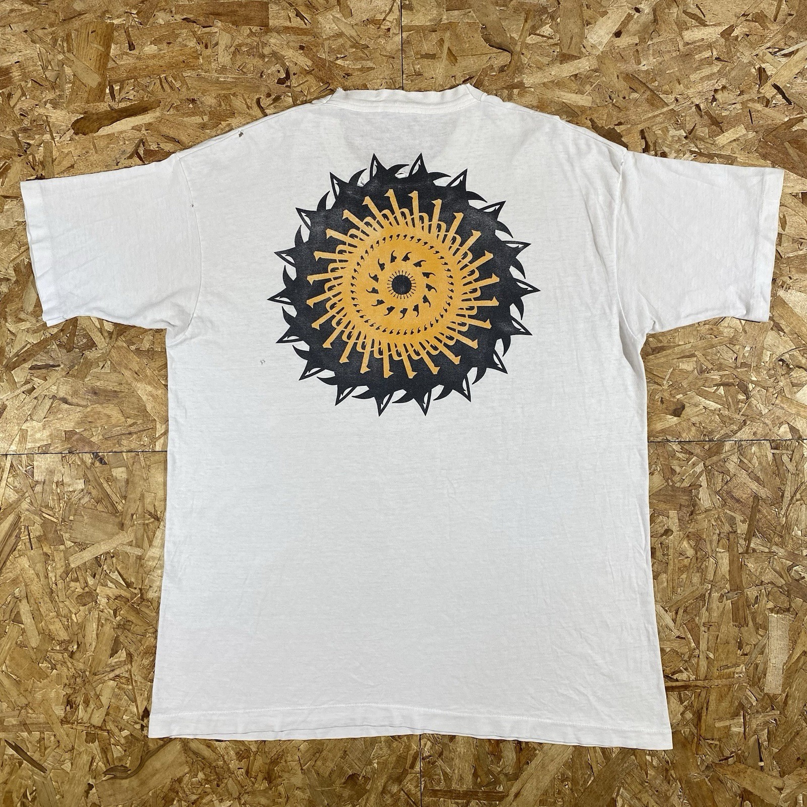 Vintage 90s MTV Music Television Abstract Spiral White Single Stitch Shirt SZ XL