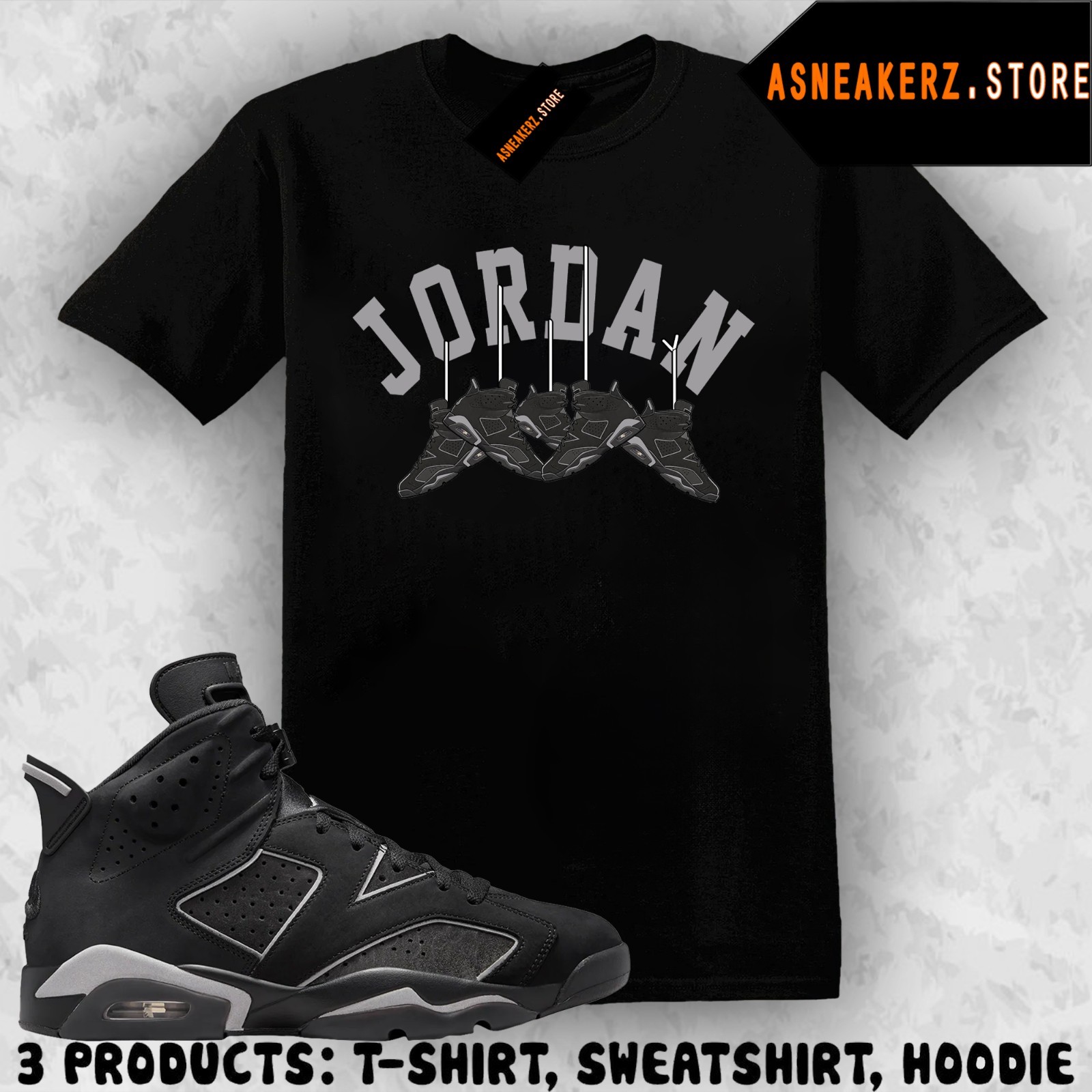 Tee Shirt Matching AJ 6 Cap and Gown 2026 Match Sneaker Shoe Hanging 6s T-Shirt