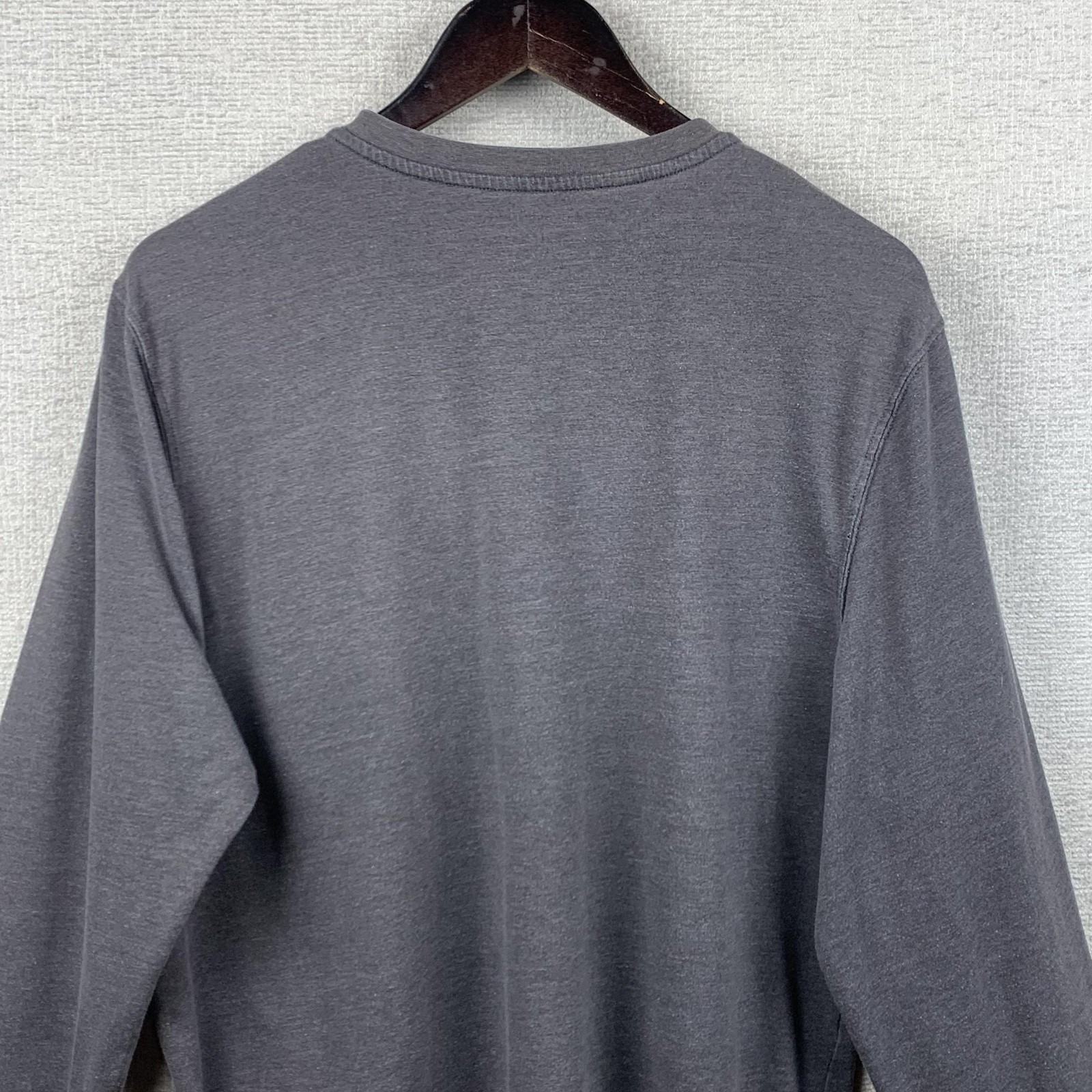 Croft & Barrow Henley Shirt Men Large Gray Long Sleeve Easy Care Soft Casual Son