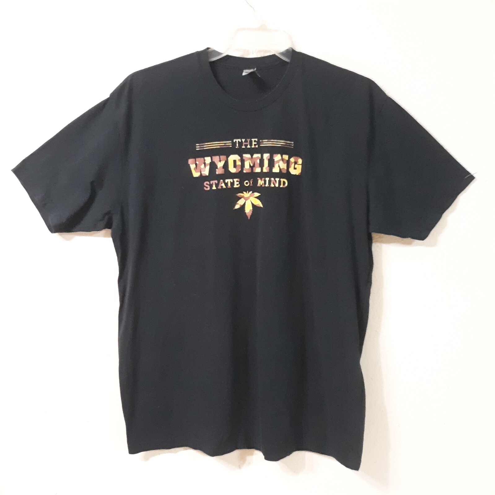 Wyoming State of Mind Shirt Men XL Black Cotton Short Sleeve By Next Level 3633