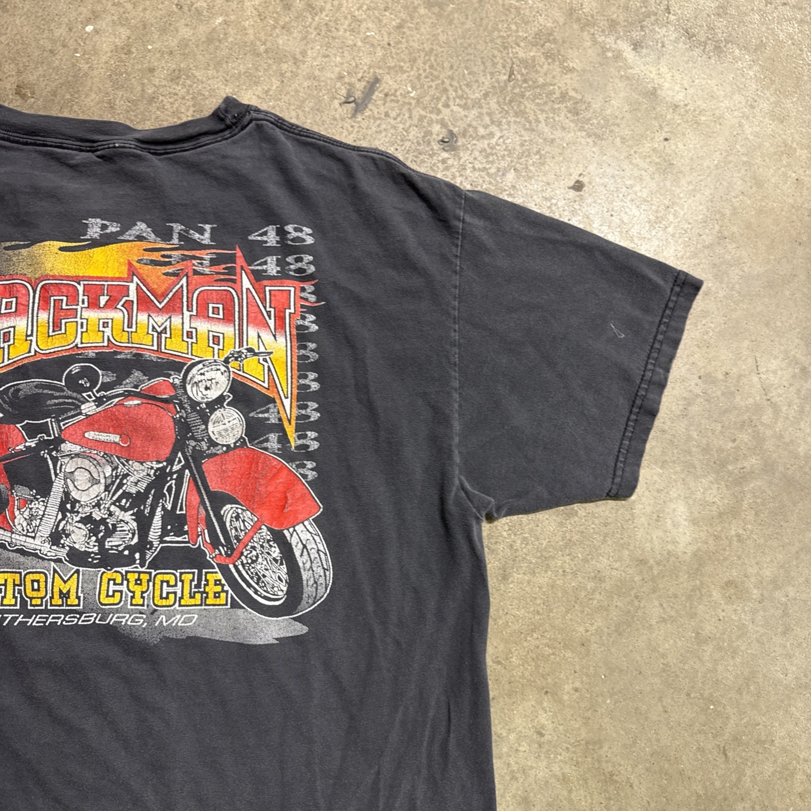 Vintage Harley Davidson Shirt Mens Large Black 90s Flames Custom Cycles Biker