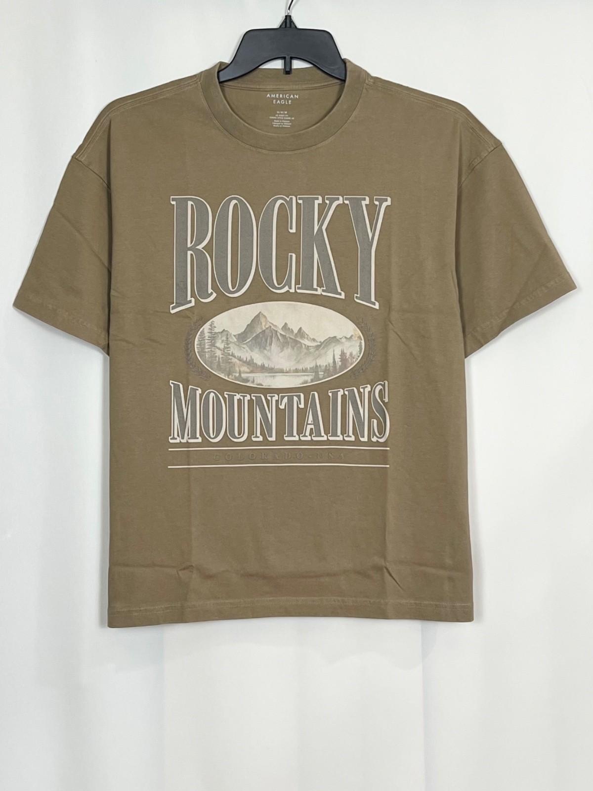 American Eagle Men’s Boxy Vintage Graphic T-Shirt Color Khaki Size M