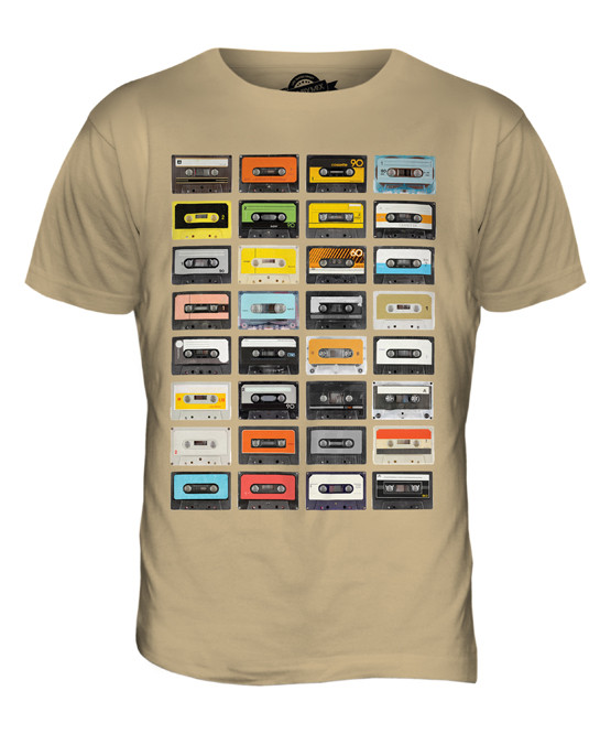 RETRO CASSETTE TAPES MENS FASHION PRINT T-SHIRT TOP VINTAGE MUSIC 70S 80S 90S