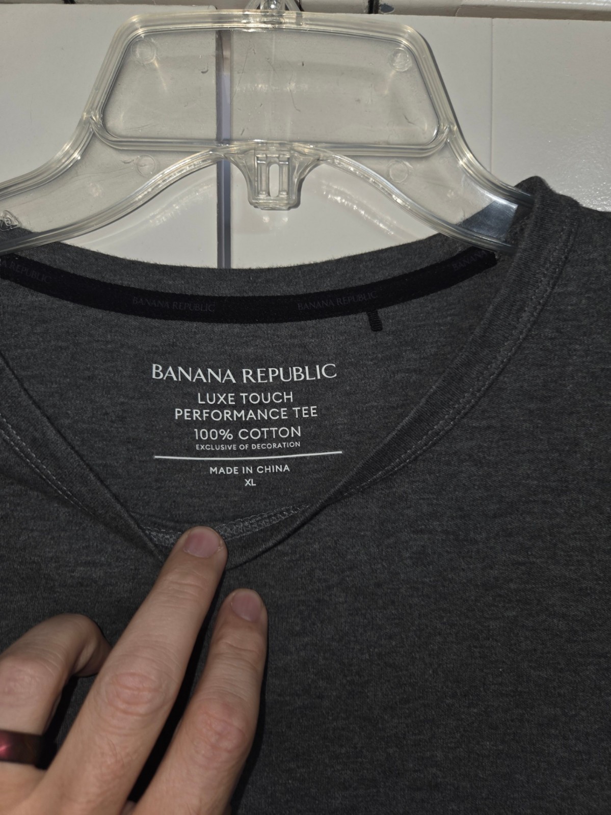 Banana Republic Luxe Touch Performance Tee Gray XL 100% Cotton Short Sleeve