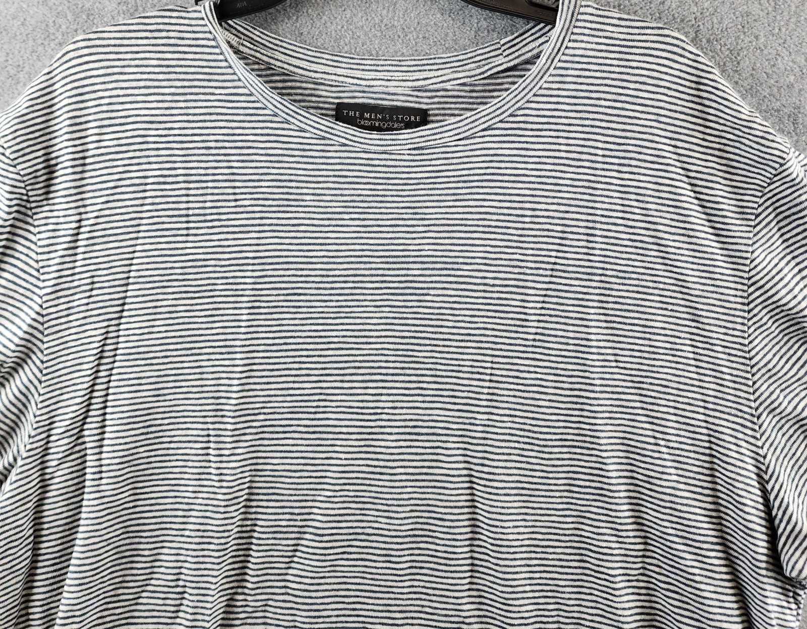 The Men’s Store at Bloomingdale’s Striped Linen Tee XL Dark Slate Short Sleeve