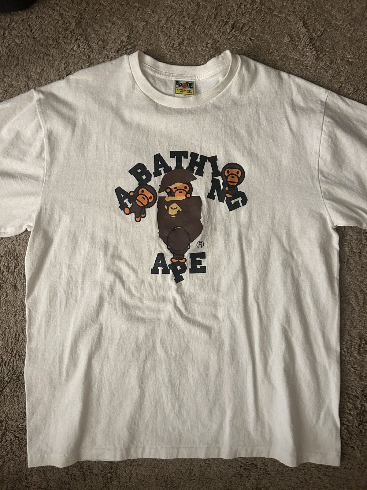 A BATHING APE BAPE BABY MILO WHITE T-SHIRT ADULT SIZE 2xL