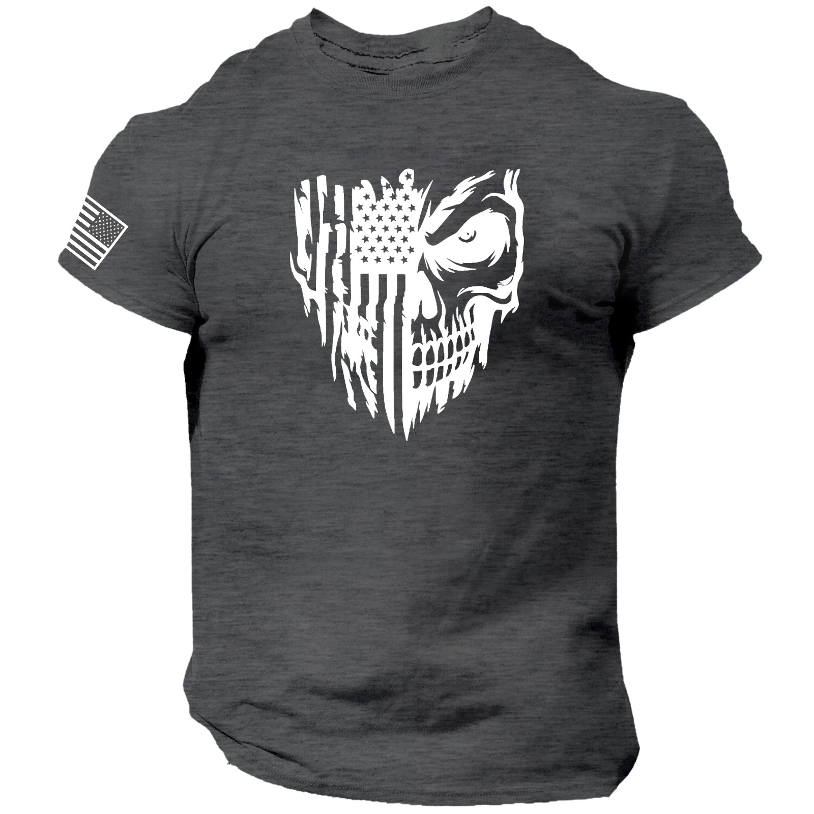 Skull T-Shirt USA Warrior Flag Distressed Military