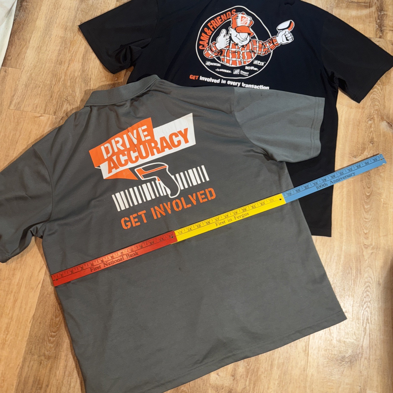XL Home Depot Cam & Friends Black 100% Poly Polo Shirt Bundle Lot of 2 Gray 2 XL
