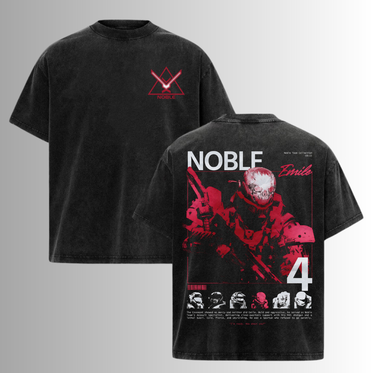 “Emile” Noble 4 – Halo: Reach T-Shirt Oversized Heavyweight Cotton Game Lover
