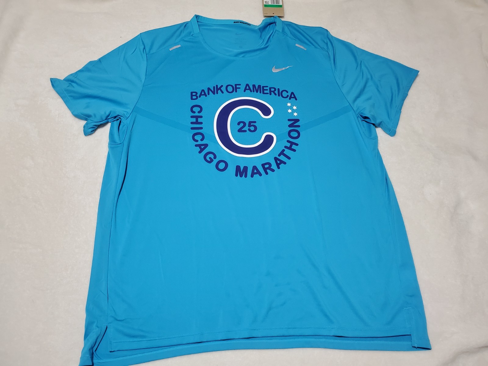 NIKE RUNNING T-SHIRT BLUE DRI-FIT MENS XL X-LARGE CHICAGO MARATHON BOA 2025 NEW