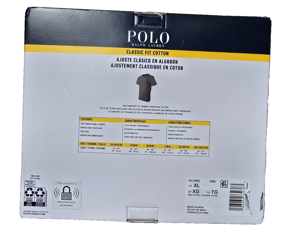 Polo Ralph Lauren Classic Fit Cotton Crews 5 Pack Black XL NCCNP5
