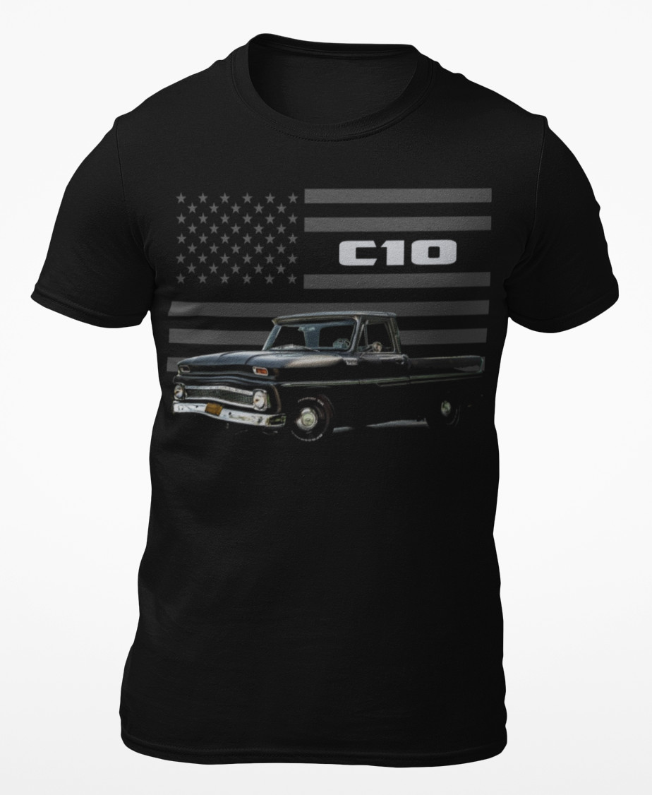 Black 1966 Chevy C10 Antique Pickup Truck Owner Gift Short-Sleeve Unisex T-Shirt