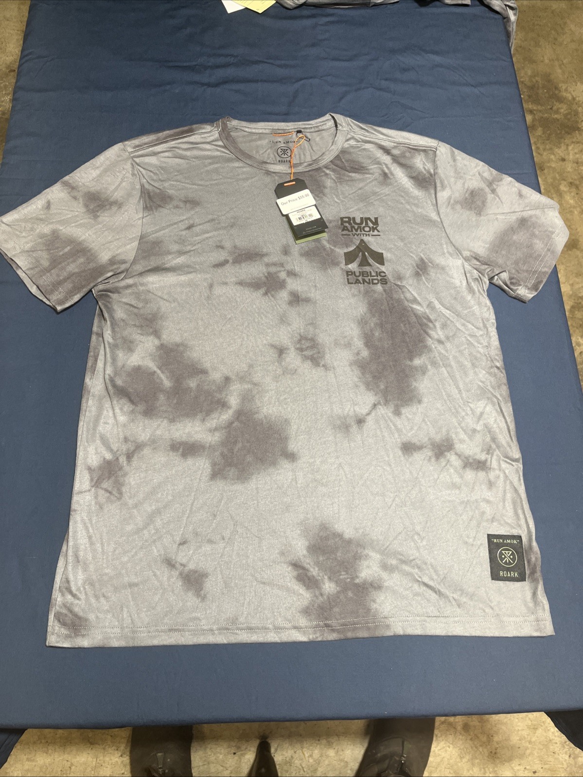 Roark Run Amok X Public Lands – Mathis Core T-Shirt, Grey – Medium MSRP $49