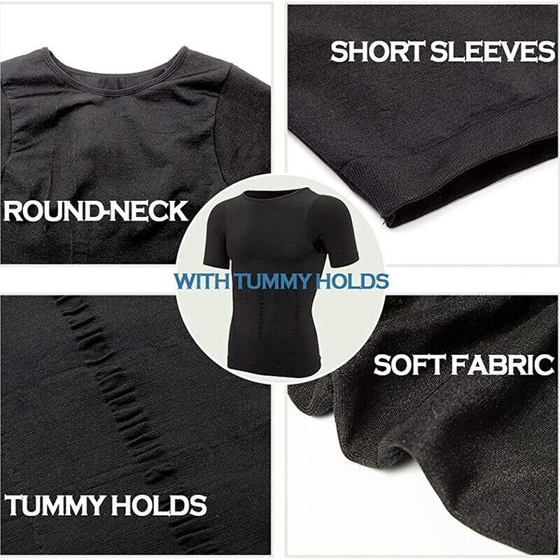 Men’s Compression T-Shirt Body Shaper Slimming Fitness Tank Tops Shapewear Vest
