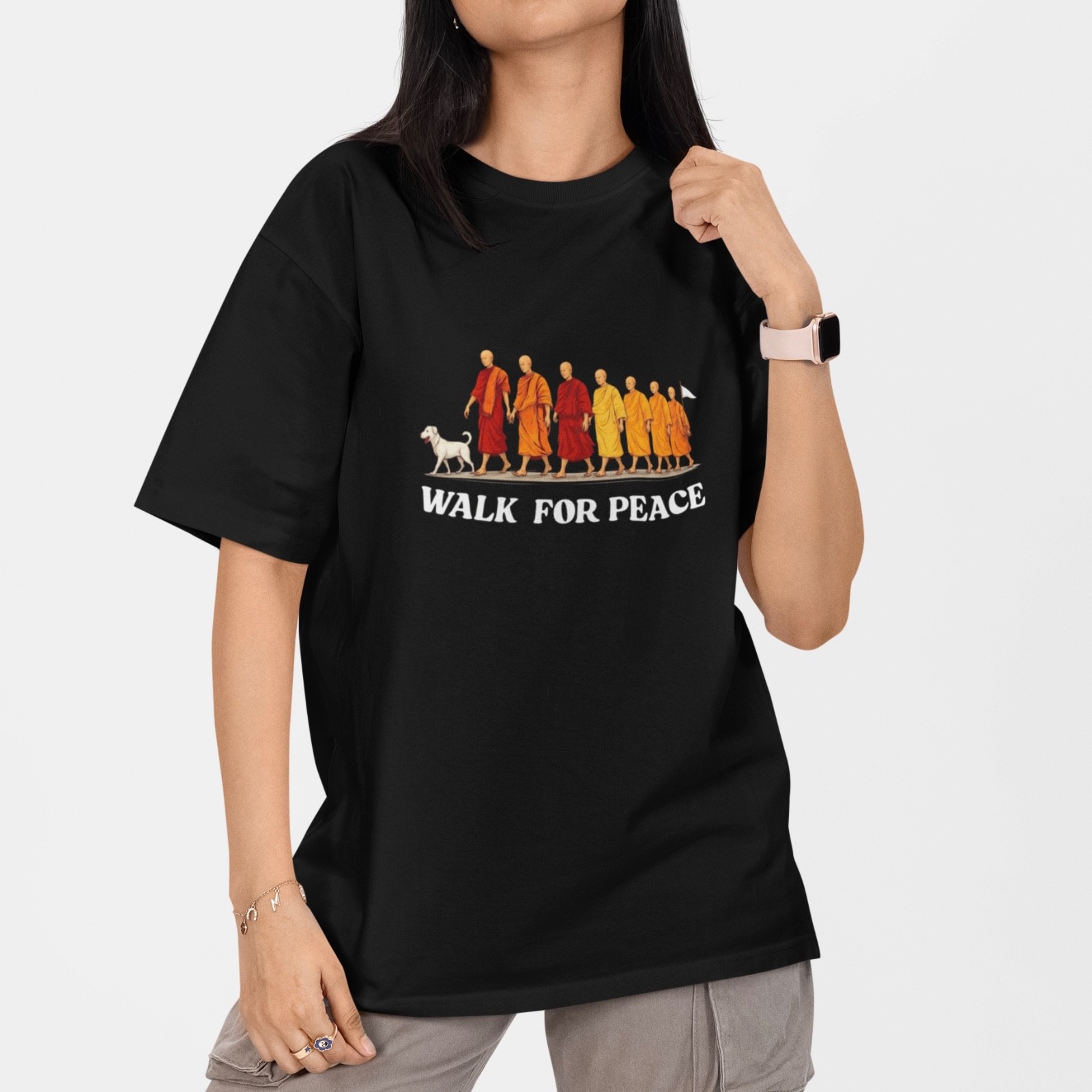 Walk For Peace T Shirt Spiritual Monk Peace Walk Tee S-5XL Unisex Cotton