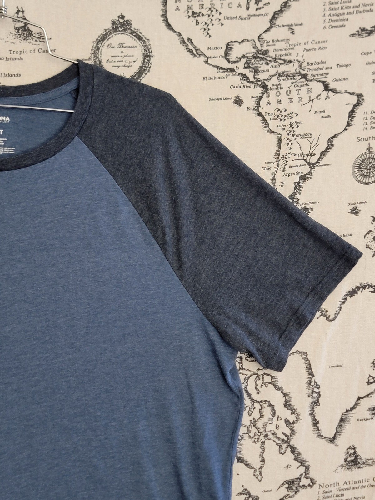 Sonoma Men’s XLT Raglan T-Shirt Short Sleeve Crew Neck Two-Tone Blue