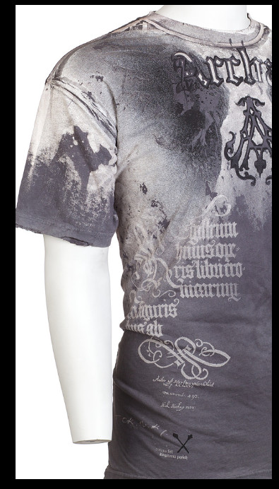 ARCHAIC by AFFLICTION Charcoal NIGHTWATCHER Short Sleeve Slim Fit Y2K T-shirt