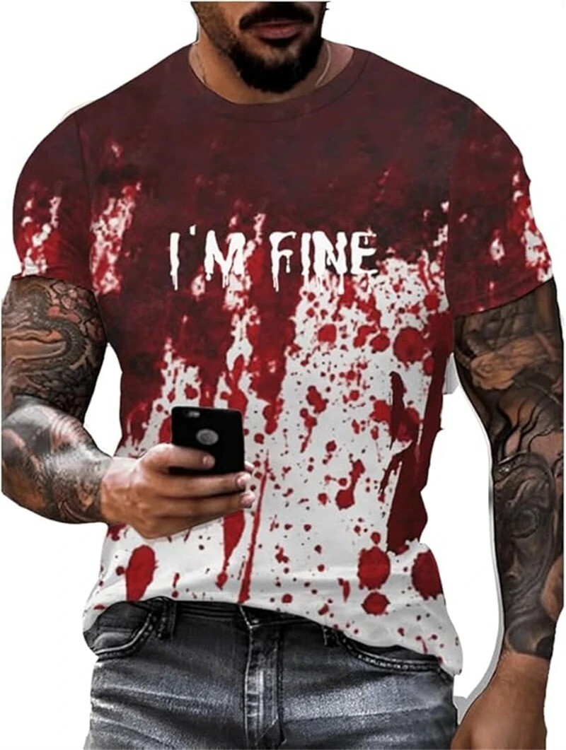 Im Fine Bloody Shirt Halloween Bloody Cloth Men Horror Tshirts Funny Shirts Gift
