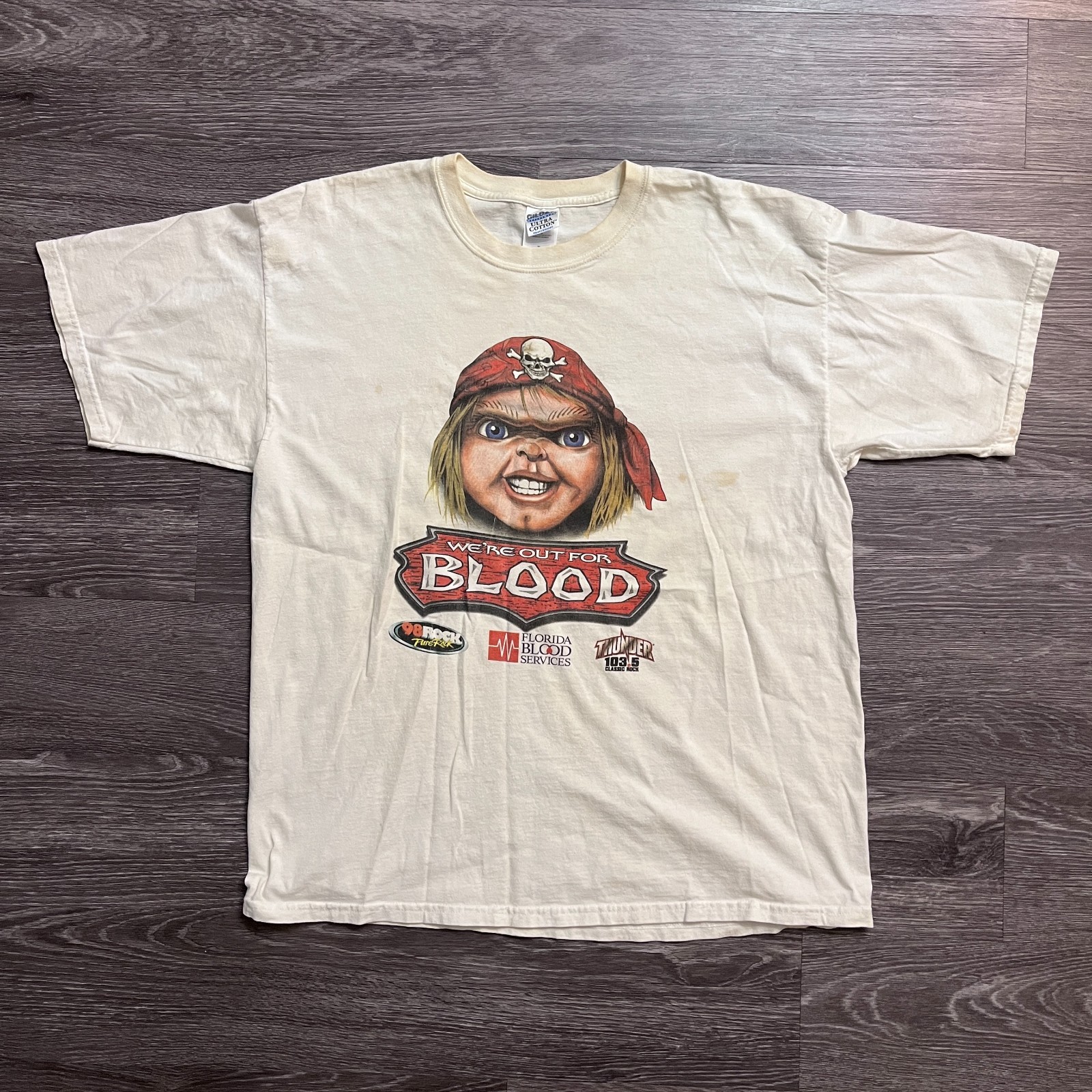 Vintage Chucky Child’s Play Blood Drive Spoof Rock Radio T-Shirt Sz. XL
